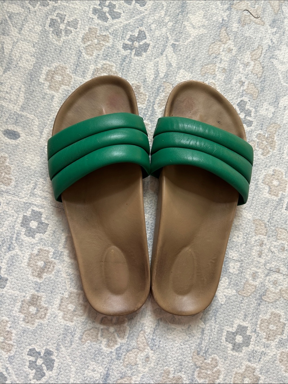 Beatrice Valenzuela Green Padded Slide Sandals